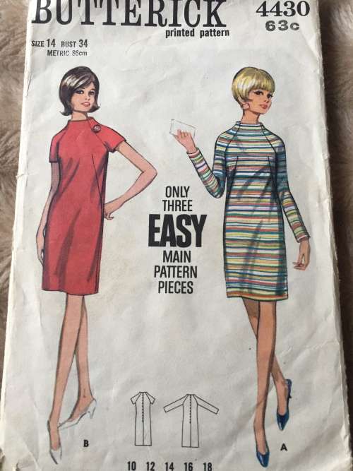 PATTERN BUTTERICK 4430 (VERY VINTAGE, TIDY PATTERNS) - DRESS (SIZE 14)