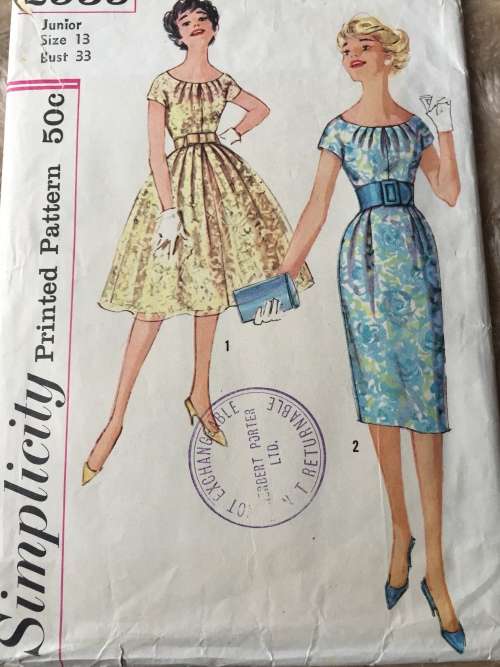 PATTERN SIMPLICITY 2959 (VERY VINTAGE, TIDY PATTERNS) - ONE-PIECE DRESS (SIZE 13)