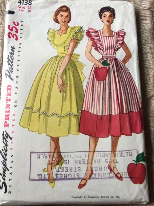 PATTERN SIMPLICITY 4138 (VERY VINTAGE, BOUGHT FROM OWNER) - ONE-PIECE DRESS,PINAFORE DRESS (SIZE 12)