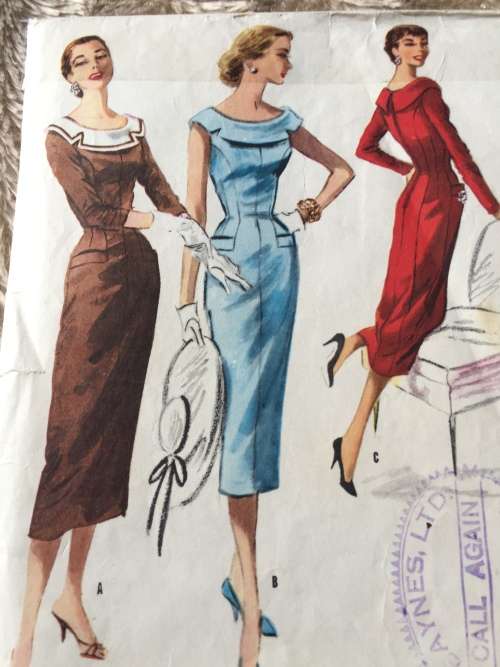 PATTERN MCCALL`S 3461*1955 (VERY VINTAGE, BOUGHT FROM OWNER) - DRESS WITH/WITHOUT SLEEVES (SIZE 12)