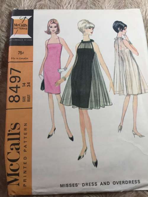 PATTERN MCCALL`S 8497*1966 (VERY VINTAGE, NEAT & TIDY PATTERN) - BEAUTIFUL DRESS&OVERDRESS (SIZE 14)
