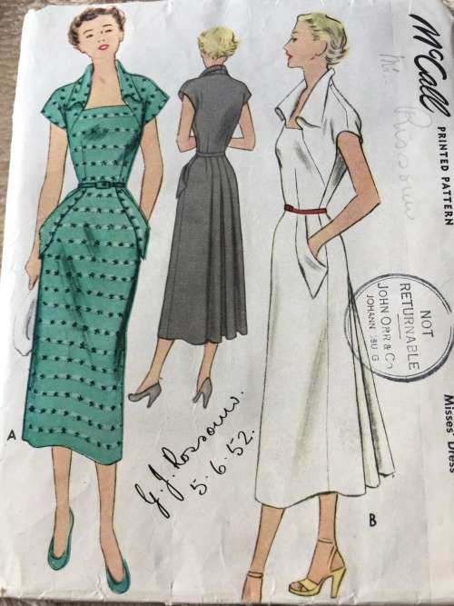PATTERN MCCALL`S 8036*1950 (VERY VINTAGE, NEAT & TIDY PATTERN) - DRESS (SIZE 16)