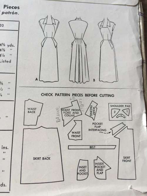 PATTERN MCCALL`S 8036*1950 (VERY VINTAGE, NEAT & TIDY PATTERN) - DRESS (SIZE 16)