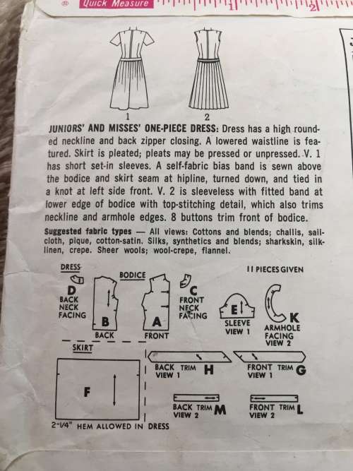 PATTERN SIMPLICITY 4983 (VERY VINTAGE, NEAT & TIDY PATTERN) - DRESSES (SIZE 16)