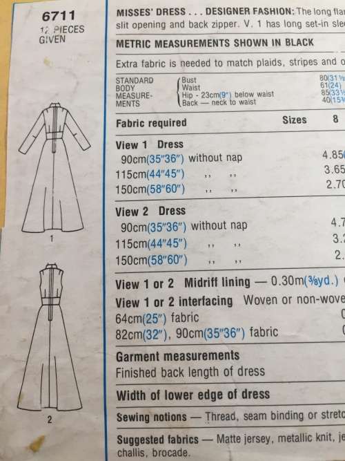 PATTERN SIMPLICITY 6711 (VERY VINTAGE, NEAT & TIDY PATTERN) - BEAUTFUL DRESS (SIZE 14)