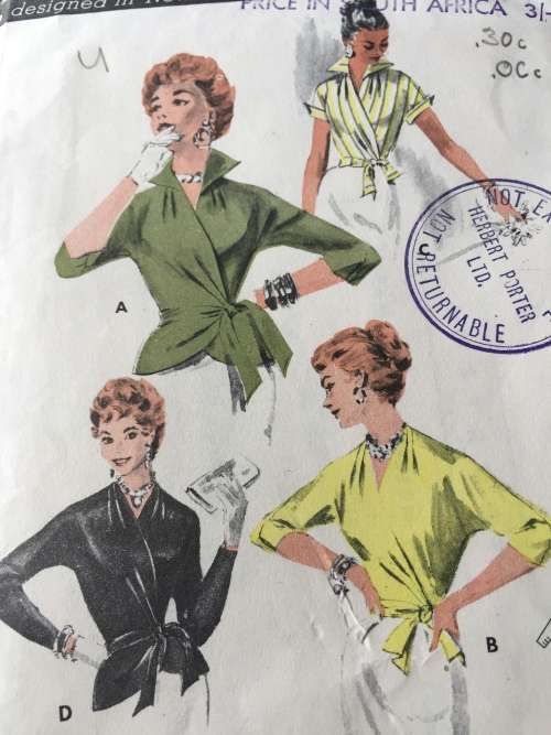 PATTERN BUTTERICK 7640 (VINTAGE, NEAT & TIDY) - WRAP-AROUND BLOUSE (SIZE 16)