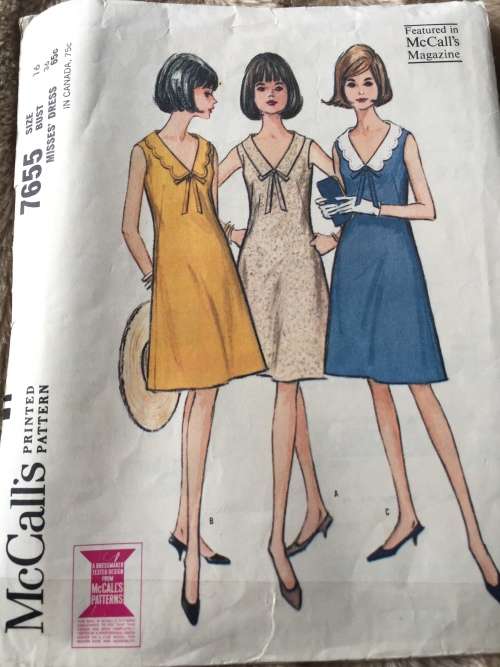 PATTERN MCCALL`S 7655*1964 (VINTAGE, NEAT & TIDY) - DRESSES (SIZE 16)