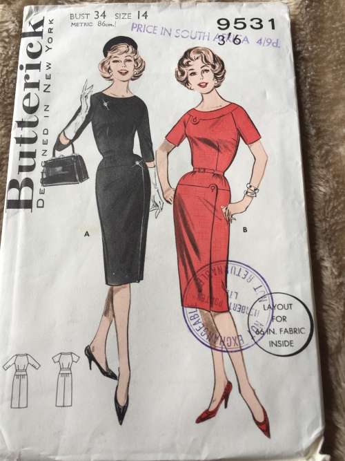 PATTERN BUTTERICK 9531 (VINTAGE, NEAT & TIDY) - HIP-YOKED DRESS (SIZE 14)
