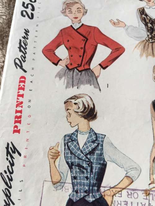 PATTERN SIMPLICITY 3353 (VERY VINTAGE, NEAT & TIDY) - TEENAGE WESKIT, JACKET (SIZE 12)