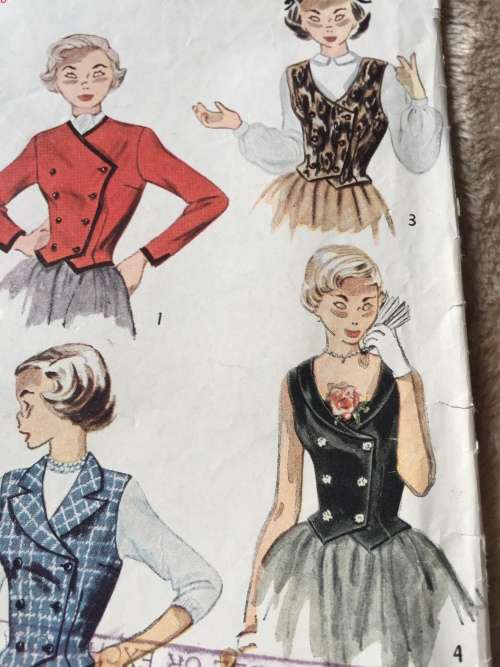 PATTERN SIMPLICITY 3353 (VERY VINTAGE, NEAT & TIDY) - TEENAGE WESKIT, JACKET (SIZE 12)
