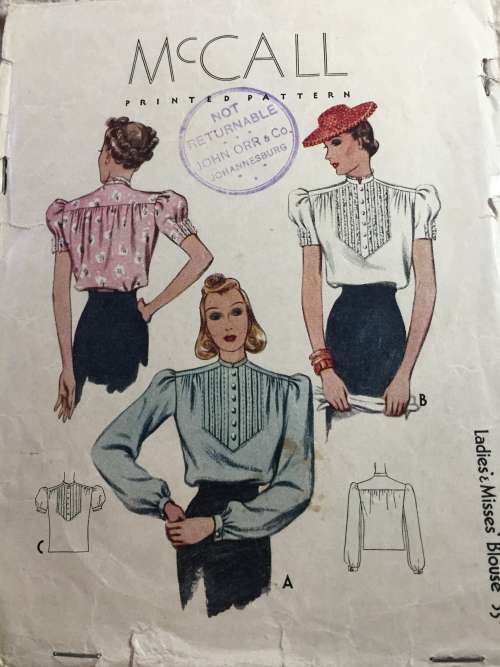 PATTERN MCALL`S 3237 (VERY VINTAGE, NEAT & TIDY) - BLOUSES (SIZE 14)