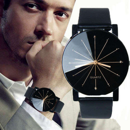 Fashion Men Women Leather Strap Couple Analog Quartz Ladies Wrist Watches Watch