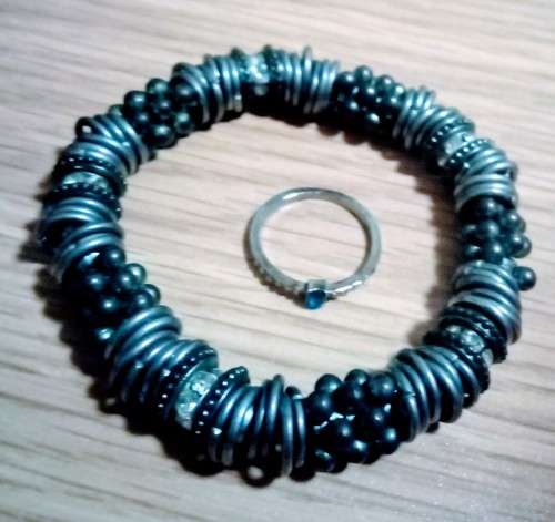 Sterling Silver chunky bracelet with Ring