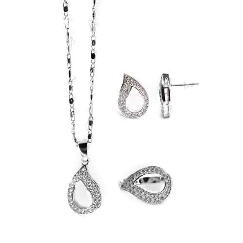 Sterling Silver tear drop set, necklace, ring and earrings
