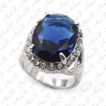 925 Silver blue opal cubic zirconia ring