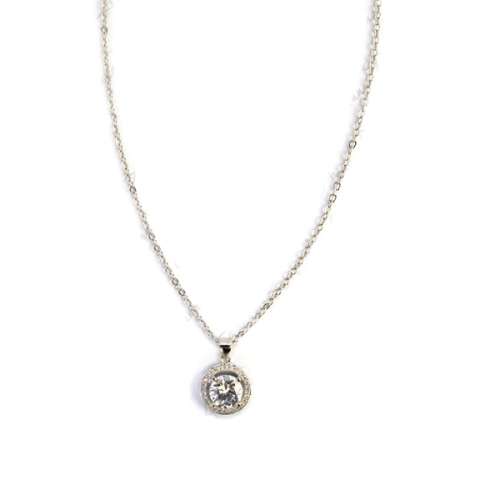 Silver 925 solitare CZ necklace
