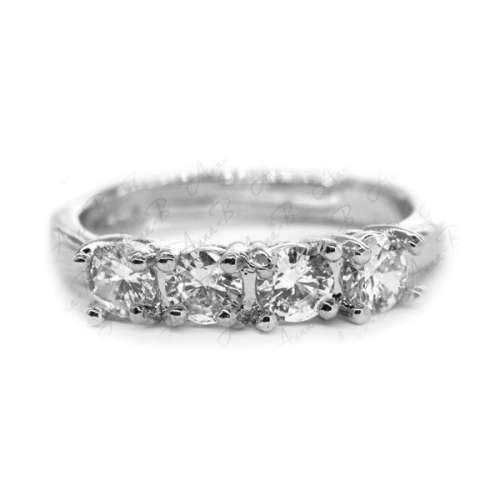 Silver diamond simulation layered adjustable ring