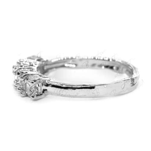 Silver diamond simulation layered adjustable ring
