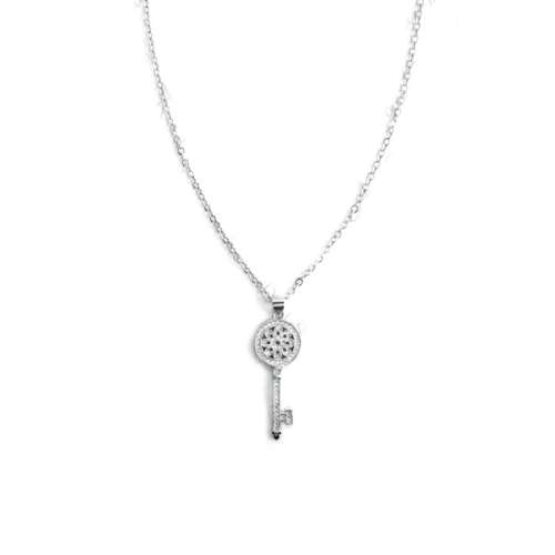 Silver 925 key CZ necklace