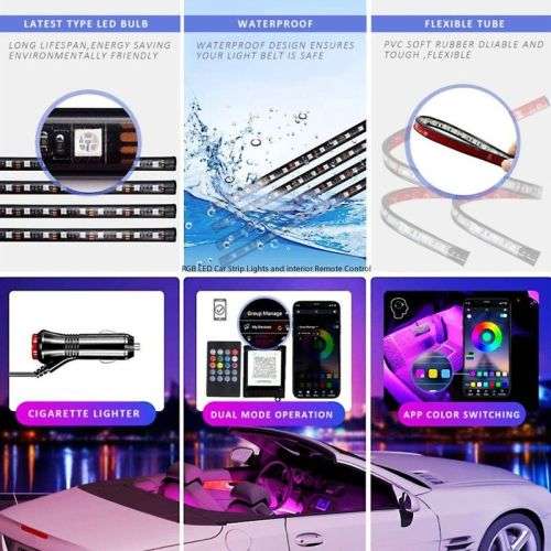 Andowl RGB LED Car Strip Lights with Remote Control Q-CD52