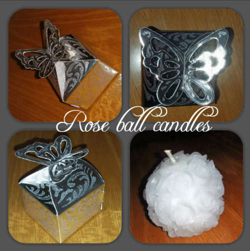 Ball of roses candle wedding favour