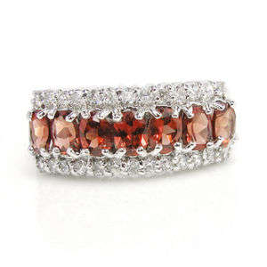 CRAZY 9 HOUR AUCTION! 14k SOLID WHITE GOLD RHODOLITE AND WHITE SAPPHIRE RING.