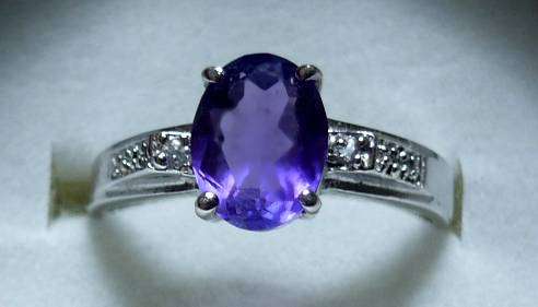 *GIFT* 9K WHITE GOLD PLATED AMETHYST AND WHITE SAPPHIRE RING.