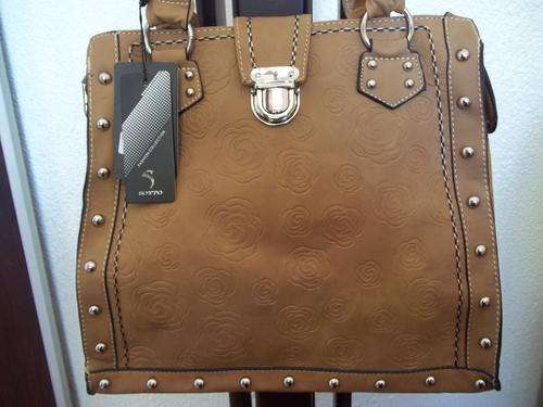 Stunning Ladies leather Bag in TAN BROWN WITH STUDS.  A Great buy!