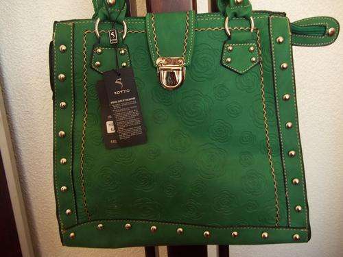 ONLY ONE**Stunning Ladies leather Bag in GREEN WITH STUDS.  A Great buy! Great Quality!