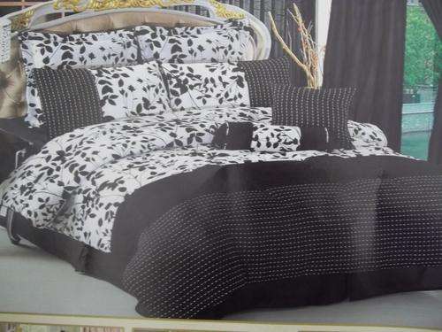 LATE ENTRY**Superior  QUEEN size QUILTED comforter set in BLACK. 10 piece