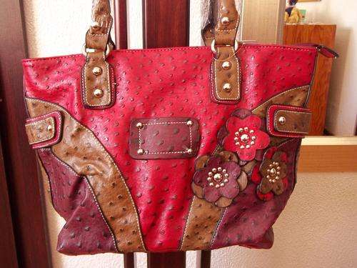 LATE ENTRY***Gorgeous ladies designer style  faux ostrich leather in RED. GREAT QUALITY, GREAT BUY!