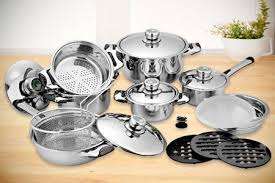 *SPECIAL OFFER**19 PCS SwissHome STAINLESS STEEL 19/10 COOKWARE SET features thermo control knobs