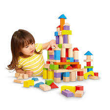 50 Pieces WOODEN BUILDING BLOCKS in bright colours- Hours of fun for BABY!