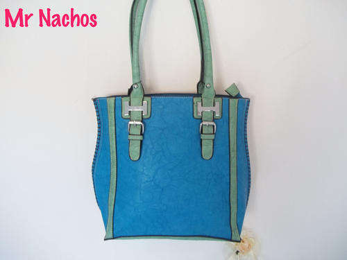 Large Ladies Colourblock handbag in BLUE. A Great buy! Great Quality! Must have Elegance.