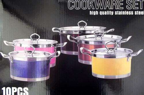 **New Arrival**10PCS Colour STAINLESS STEEL  COOKWARE SET - Stunning set, great buy!