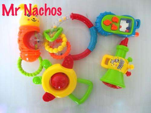 Gorgeous 5 Piece rattle set- Great colours, strong, large enough for baby's little hands- Great Gift
