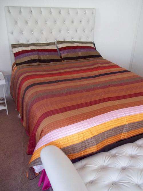 Lovely multi colour SATIN THROW in a Queen size- Great for spring!