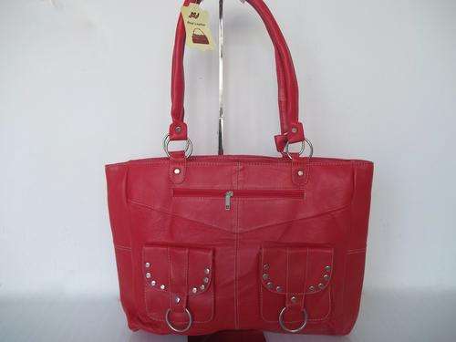 Stunning SOFT LAMB leather TRAVEL/HAND Bag in RED with silver studs. Travel in STYLE!