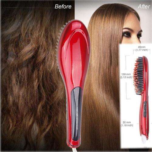 Electric Automatic HAIR STRAIGHTENER BRUSH with LED display- now in RED- Straight hair in Minutes!