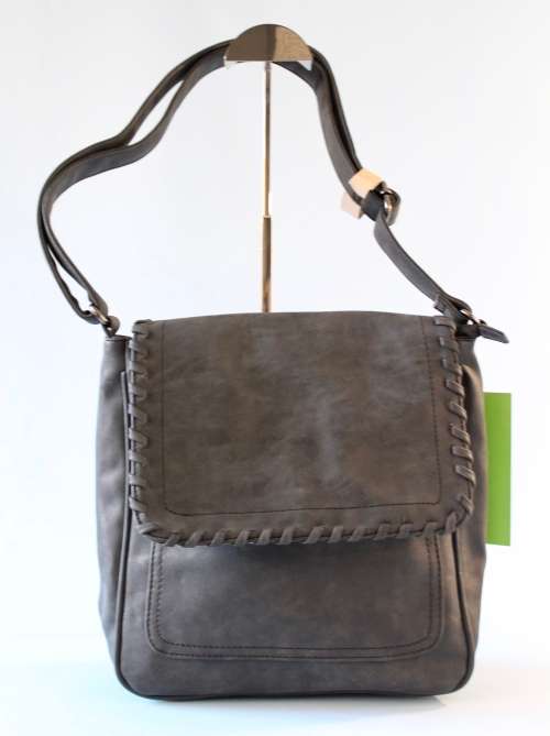 Quality ladies suede leather  Shoulder/Messanger Bag in Charcoal- Enough room for all essentials!