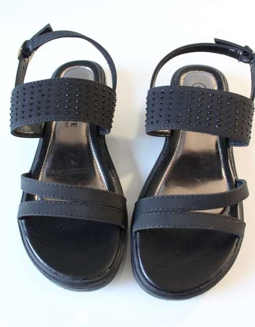 LATE ENTRY**Made in South Africa**Gorgeous Studded black ladies sandals-available in size 3