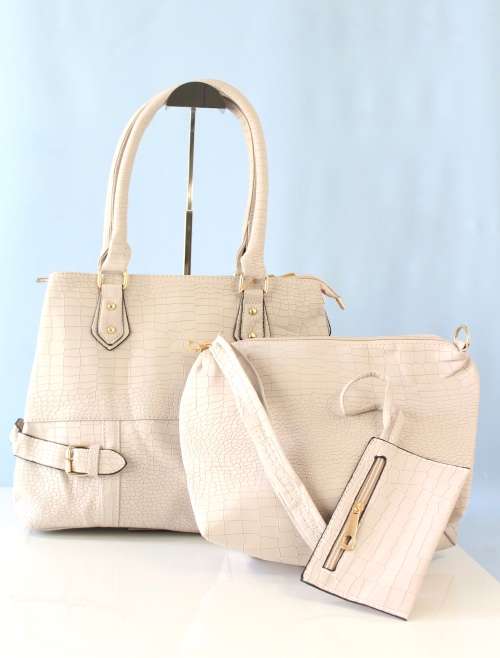 **ONLY ONE**Elegant Faux Crocodile leather bags (set of 3) in SOFT GREY-step out in style!