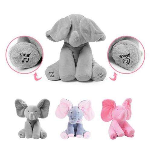 **ONLY 1 LEFT**Magical Singing Peek-A-Boo Elephant Plush Doll (COLOUR PLAIN GREY)