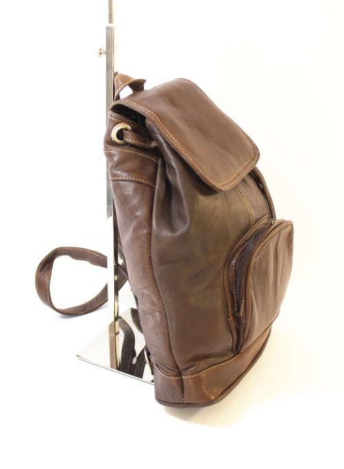 Genuine Leather Backpacks in Grey Brown - Unisex