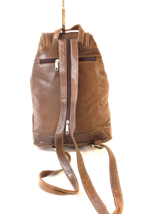 Genuine Leather Backpacks in Grey Brown - Unisex