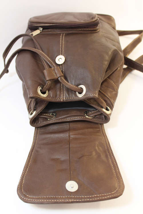 Genuine Leather Backpacks in Grey Brown - Unisex