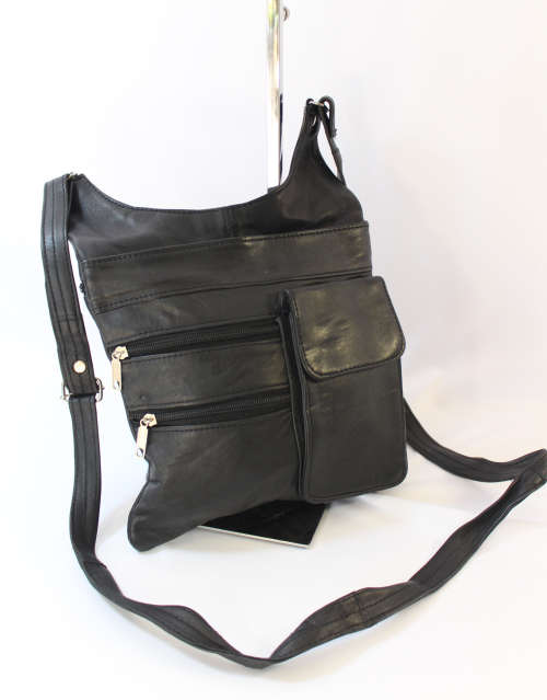 Soft Genuine Lamb Leather Shoulder Bags in  Black