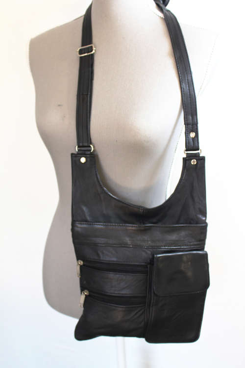 Soft Genuine Lamb Leather Shoulder Bags in  Black