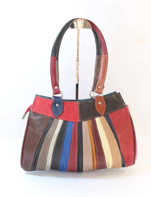 Genuine Leather Handmade Ladies Bag in Rainbow Colours