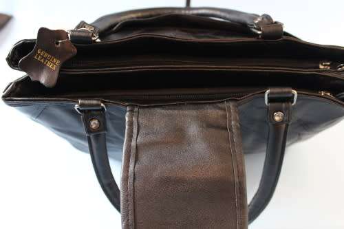 Ladies Genuine Patch Leather Hand Bag(BLACK)- Must have essential!